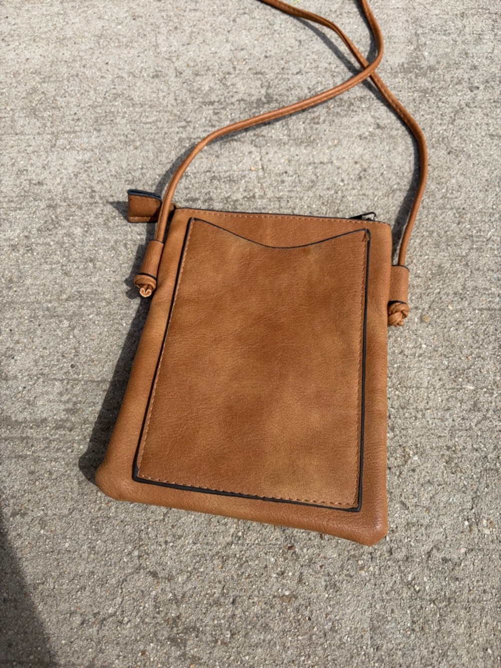 Women's Tan Crossbody Bag with Studded Chevron Detail - Picture 2 of 2